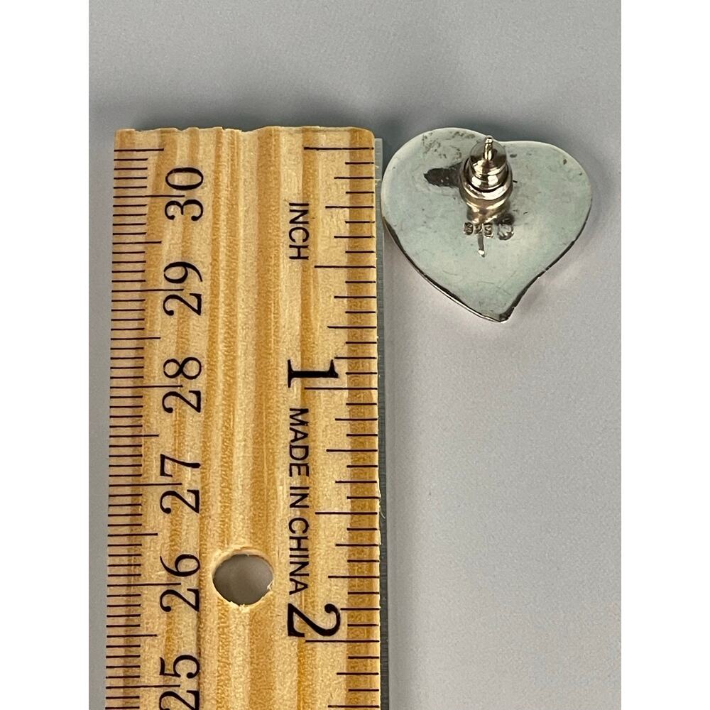 Vintage 925 Sterling Silver Large Heart Pierced Stud Earrings - Picture 6 of 6
